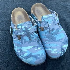PAPILLIO BIRKENSTOCK CLOGS SANDALS 36 Size 5 Multi Camo Blue
